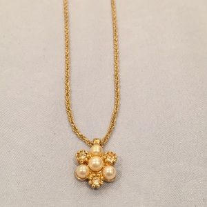 D’ORLAN Gold chain necklace with pearls & c.z.